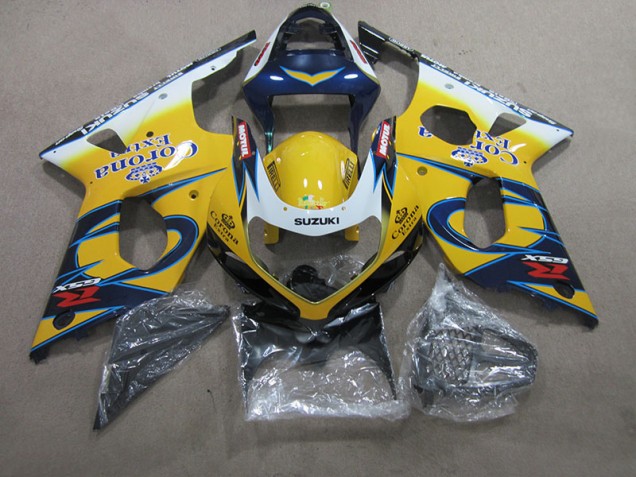 Amarillo Azul Corona Extra Carenado Moto Suzuki GSXR 1000 K1 00-02 Amarillo Azul Corona Extra Carenado Moto Suzuki GSXR 1000 K1 00-02