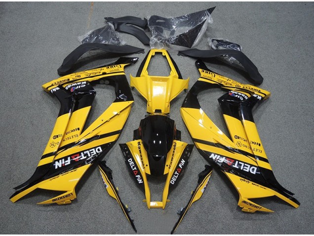 Amarillo Negro Delt Fin Carenado Moto Kawasaki ZX10R 11-15 Amarillo Negro Delt Fin Carenado Moto Kawasaki ZX10R 11-15