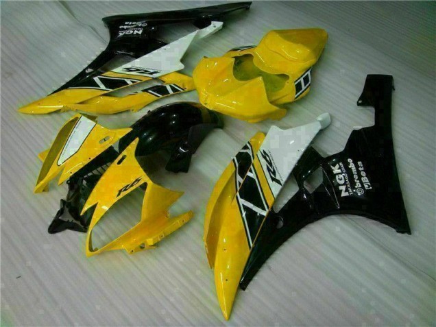 Amarillo Negro Kit Completo Carenado Moto Yamaha R6 06-07 Amarillo Negro Kit Completo Carenado Moto Yamaha R6 06-07