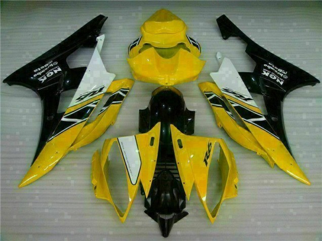 Amarillo Negro Kit Completo Carenado Moto Yamaha R6 06-07 Amarillo Negro Kit Completo Carenado Moto Yamaha R6 06-07