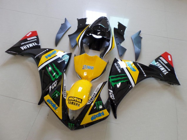Amarillo Negro Monster Kits Completo Carenado Moto Yamaha R1 12-14 Amarillo Negro Monster Kits Completo Carenado Moto Yamaha R1 12-14