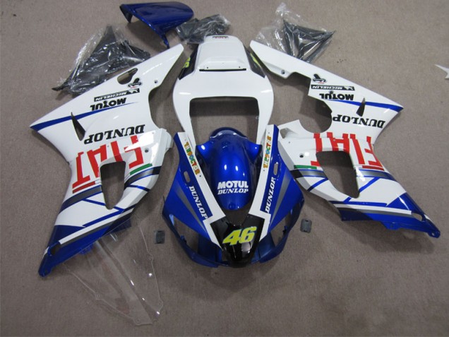Azul Blanco Motul Dunlop 46 Kit Completo Carenado Moto Yamaha R1 09-11 Azul Blanco Motul Dunlop 46 Kit Completo Carenado Moto Yamaha R1 09-11