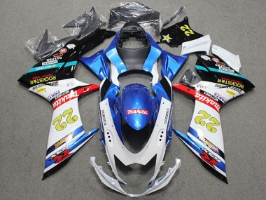 Azul Blanco Rojo Rockstar 22 Carenado Moto Suzuki GSXR 600 K11 11-21