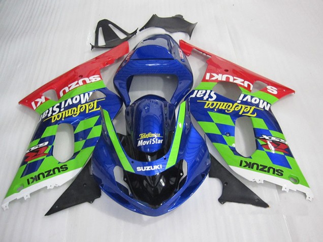 Azul Verde Rojo Telefumia Movistar Carenado Moto Suzuki GSXR 600 K1 K2 K3 01-03 Azul Verde Rojo Telefumia Movistar Carenado Moto Suzuki GSXR 600 K1 K2 K3 01-03