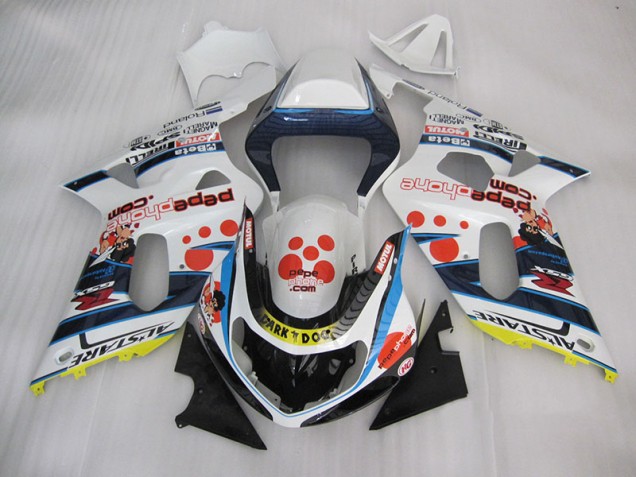 Blanco Azul Oscuro Dog Carenado Moto Suzuki GSXR 600 K1 K2 K3 01-03 Blanco Azul Oscuro Dog Carenado Moto Suzuki GSXR 600 K1 K2 K3 01-03