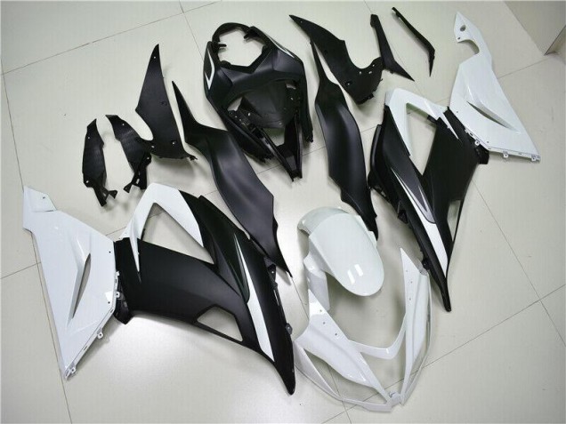 Blanco Negro ABS Moto Plástica Kawasaki ZX6R 13-18 Blanco Negro ABS Moto Plástica Kawasaki ZX6R 13-18