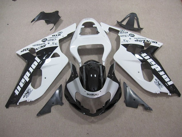 Blanco Negro Carenado Moto Suzuki GSXR 600 K1 K2 K3 01-03 Blanco Negro Carenado Moto Suzuki GSXR 600 K1 K2 K3 01-03