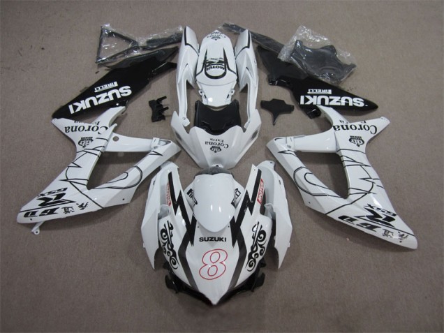 Blanco Negro Corona Extra Motul 8 Carenado Moto Suzuki GSXR 600 K8 08-10 Blanco Negro Corona Extra Motul 8 Carenado Moto Suzuki GSXR 600 K8 08-10