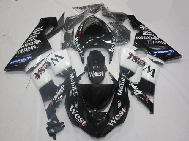 Blanco Negro Kit Carenado Moto Kawasaki ZX6R 05-06 Blanco Negro Kit Carenado Moto Kawasaki ZX6R 05-06