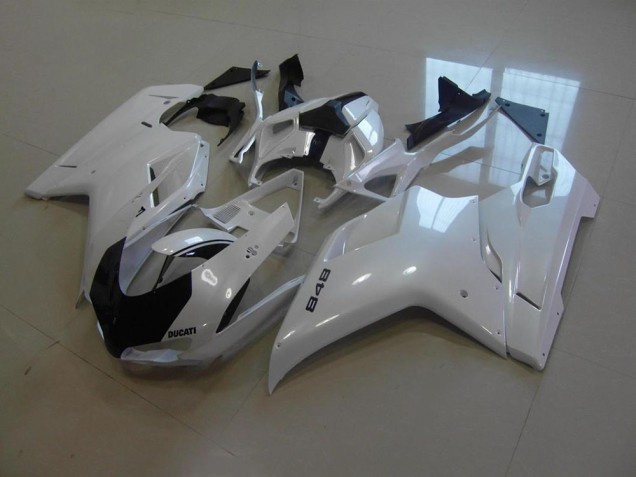 Blanco Perla Negro Raya Carenado Moto Ducati 848 1098 1198 07-14 Blanco Perla Negro Raya Carenado Moto Ducati 848 1098 1198 07-14