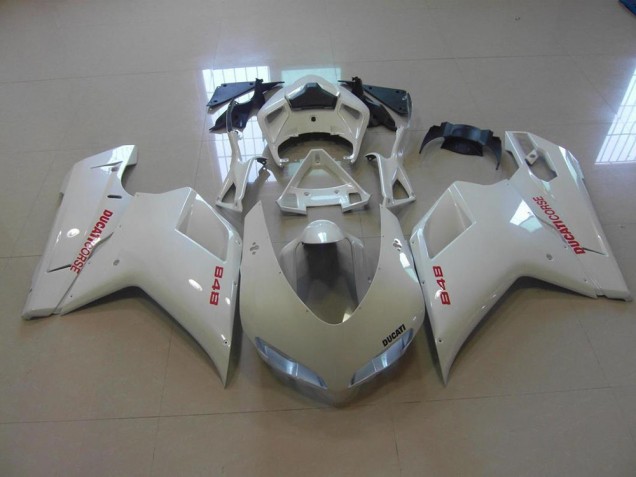 Blanco Perla Rojo Calcomanías Carenado Moto Ducati 848 1098 1198 07-14 Blanco Perla Rojo Calcomanías Carenado Moto Ducati 848 1098 1198 07-14