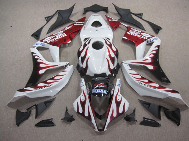 Blanco Rojo Llama Tiburón Carenado Moto Honda CBR 600 RR 07-08 Blanco Rojo Llama Tiburón Carenado Moto Honda CBR 600 RR 07-08