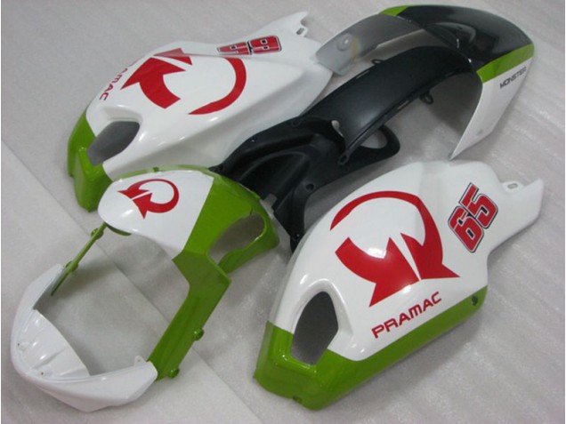 Blanco Rojo PRAMAC 65 Carenado Moto Ducati Monster 696 08-12 Blanco Rojo PRAMAC 65 Carenado Moto Ducati Monster 696 08-12