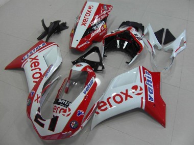 Blanco Rojo Xerox Kit ABS Carenado Motocicleta Ducati 848 1098 1198 07-14
