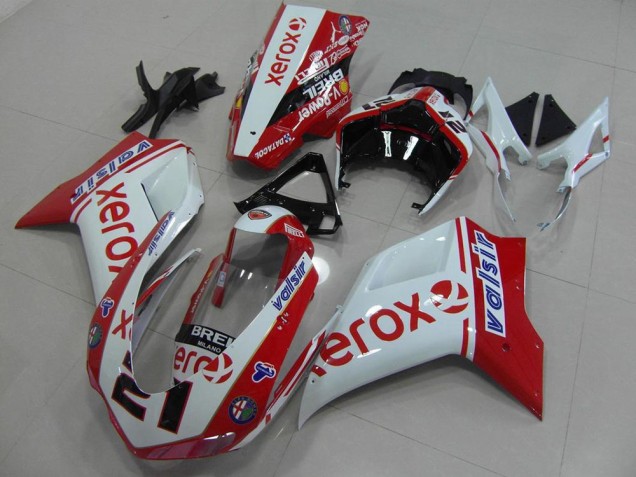 Blanco Rojo Xerox Kit ABS Carenado Motocicleta Ducati 848 1098 1198 07-14 Blanco Rojo Xerox Kit ABS Carenado Motocicleta Ducati 848 1098 1198 07-14