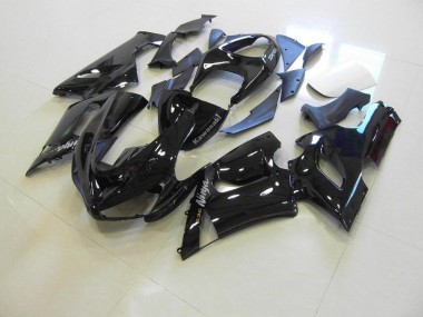 Brillante Negro Plata Calcomanías Carenado Moto Kawasaki ZX6R 05-06