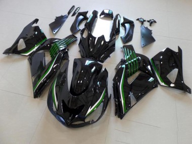 Brillante Negro con Verde Line Carenado Moto Kawasaki ZX14R ZZR 1400 06-11