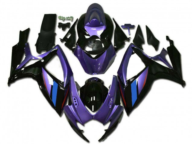 Carenados Moto Suzuki GSXR 600/750 2006-2007 - Púrpura Azul Negro Brillante Raya Fábrica