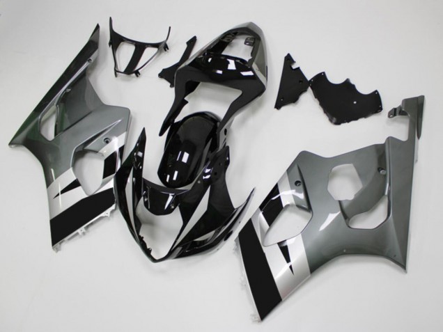 Carenados Moto Suzuki GSXR 1000 2003-2004 - Negro Brillante Plata Gris Fábrica