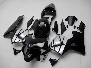 Carenados Moto Honda CBR600RR 2003-2004 - Plata Negro Brillante Raya Fábrica
