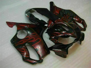 Carenados Moto Honda CBR600 F4i 2004-2007 - Negro Brillante Rojo Llama Fábrica