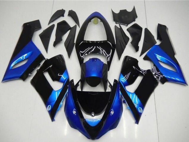 Kits Carenado Moto Kawasaki ZX6R 2005-2006 - Azul Negro Brillante Fábrica