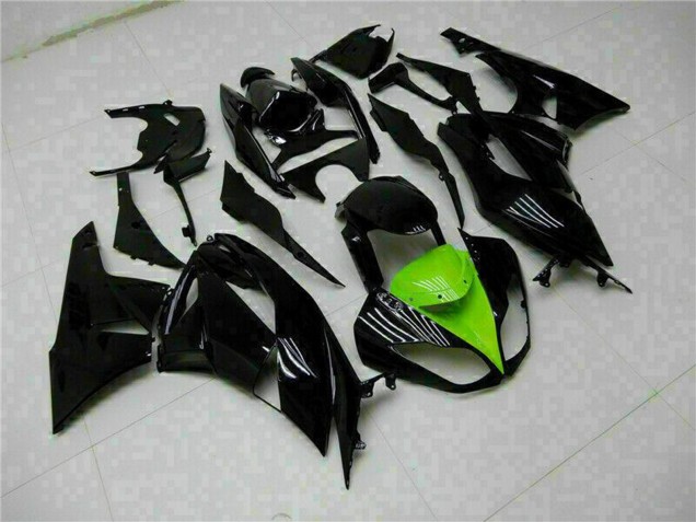 Carenados Moto Kawasaki ZX6R 2009-2012 - Negro Brillante Verde Fábrica