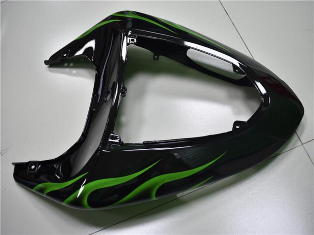 Carenados Moto Kawasaki ZX10R 2006-2007 - Negro Brillante Verde Llama Fábrica