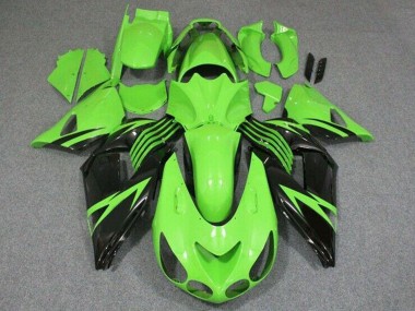 Carenado Moto Kawasaki ZX14R ZZR1400 2006-2011 - Verde Negro Brillante Fábrica