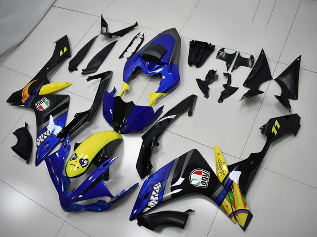 Carenados Moto Yamaha YZF R1 2007-2008 - Azul Amarillo Negro Tiburón Fábrica