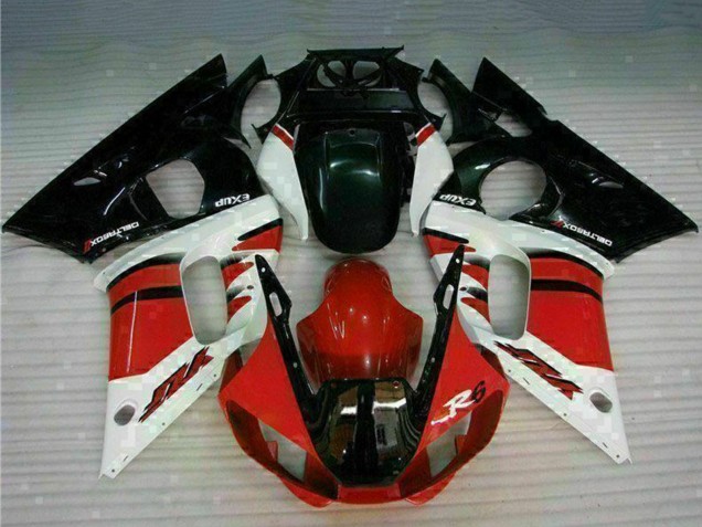 Carenado Moto Yamaha YZF R6 1998-2002 - Blanco Rojo Negro Brillante Fábrica