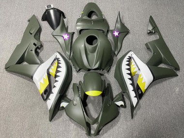 Carenados Moto Honda CBR600RR 2007-2008 - Verde Militar Blanco Amarillo Tiburón Fábrica