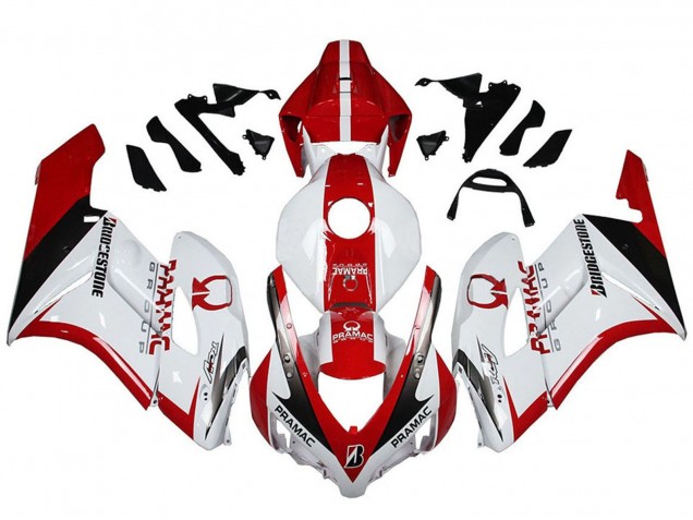 Carenados Moto Honda CBR1000RR 2004-2005 - Blanco Rojo Negro Brillante Pramac Bridgestone Fábrica