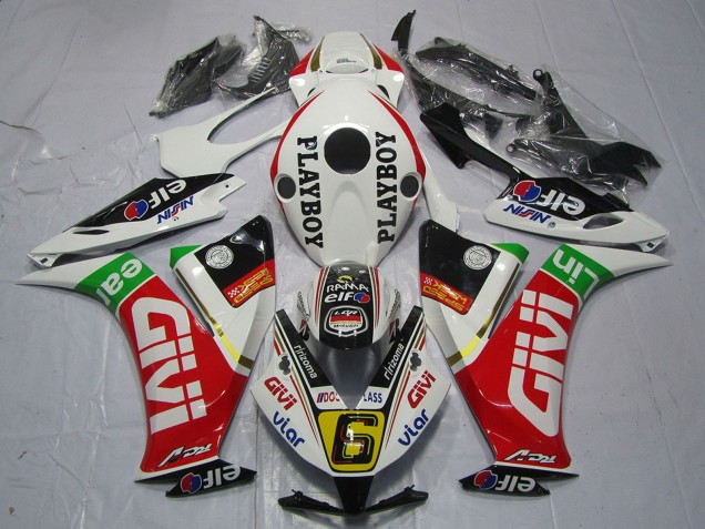 Carenados Moto Honda CBR1000RR 2012-2016 - Blanco Rojo Verde Givi PlayBoy Fábrica