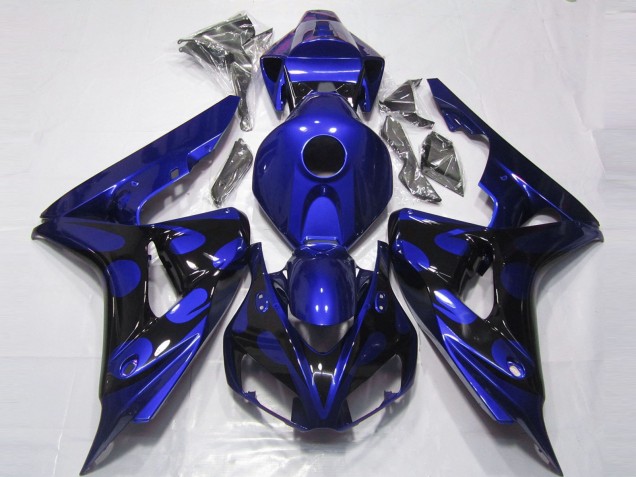 Carenados Moto Honda CBR1000RR 2006-2007 - Azul Negro Brillante Llama Fábrica
