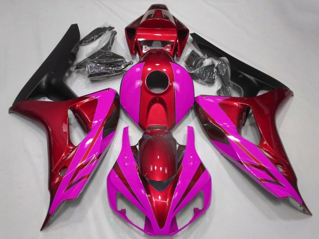 Carenados Moto Honda CBR1000RR 2006-2007 - Rojo Rosa Negro Mate Fábrica