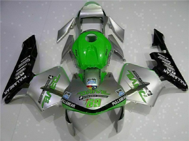 Carenado Moto Honda CBR600RR 2003-2004 - Plata Verde Negro Brillante Fábrica