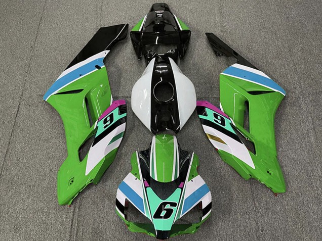 Carenados Moto Honda CBR1000RR 2004-2005 - Blanco Verde Azul Negro Brillante 6 Fábrica