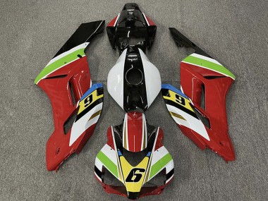 Carenados Moto Honda CBR1000RR 2004-2005 - Blanco Rojo Verde Amarillo Negro Brillante 6 Fábrica