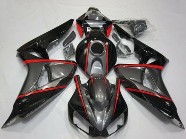 Carenados Moto Honda CBR1000RR 2006-2007 - Gris Negro Brillante Rojo Raya Fábrica