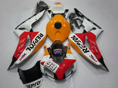 Carenados Moto Honda CBR1000RR 2006-2007 - Naranja Blanco Rojo Negro Brillante Repsol 93 Fábrica