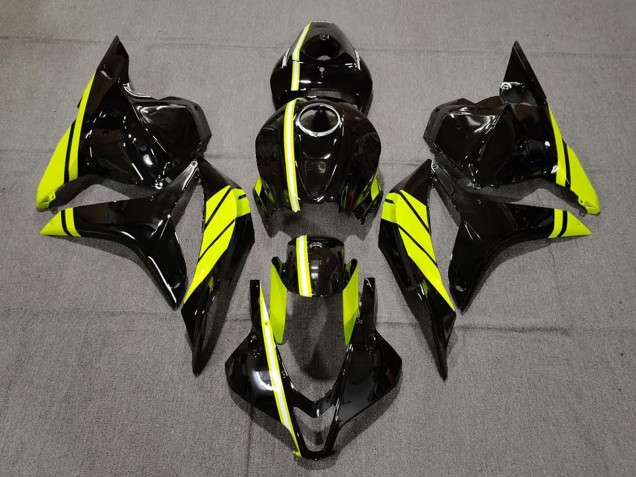 Carenados Moto Honda CBR600RR 2009-2012 - Negro Brillante Alta Visibilidad Amarillo Raya Fábrica