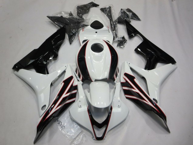 Carenados Moto Honda CBR600RR 2007-2008 - Blanco Negro Brillante OEM Estilo Fábrica