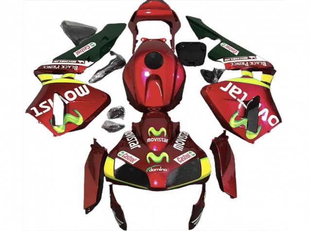 Carenados Moto Honda CBR600RR 2003-2004 - Rojo Amarillo Verde MoviStar Fábrica