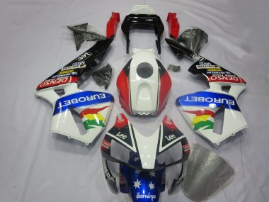 Kits Carenado Moto Honda CBR600RR 2003-2004 - Blanco Rojo Azul Negro Brillante EuroBet Fábrica