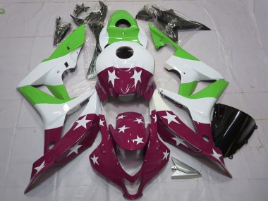 Carenados Moto Honda CBR600RR 2007-2008 - Blanco Verde Rojo Granate Estrellas Raya Fábrica
