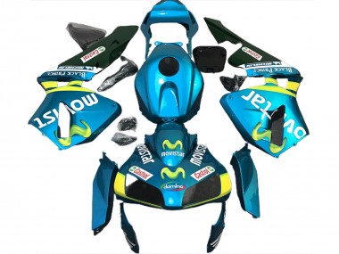 Carenados Moto Honda CBR600RR 2003-2004 - Azul Claro Amarillo Verde MoviStar Fábrica