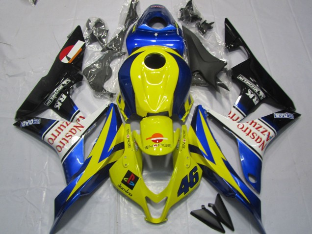 Carenados Moto Honda CBR600RR 2007-2008 - Amarillo Azul Blanco Negro Brillante Nastro Azzurro Fábrica