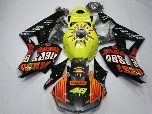 Carenados Moto Honda CBR600RR 2013-2026 - Amarillo Naranja Negro Brillante Rossi 46 Fábrica