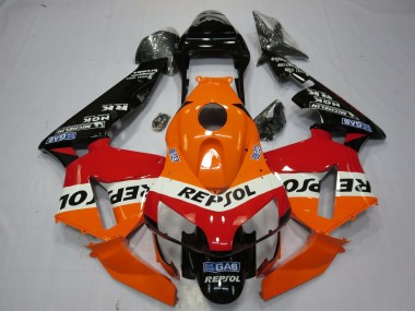 Carenados Moto Honda CBR600RR 2003-2004 - Naranja Blanco Rojo Negro Brillante OEM Estilo Repsol Fábrica